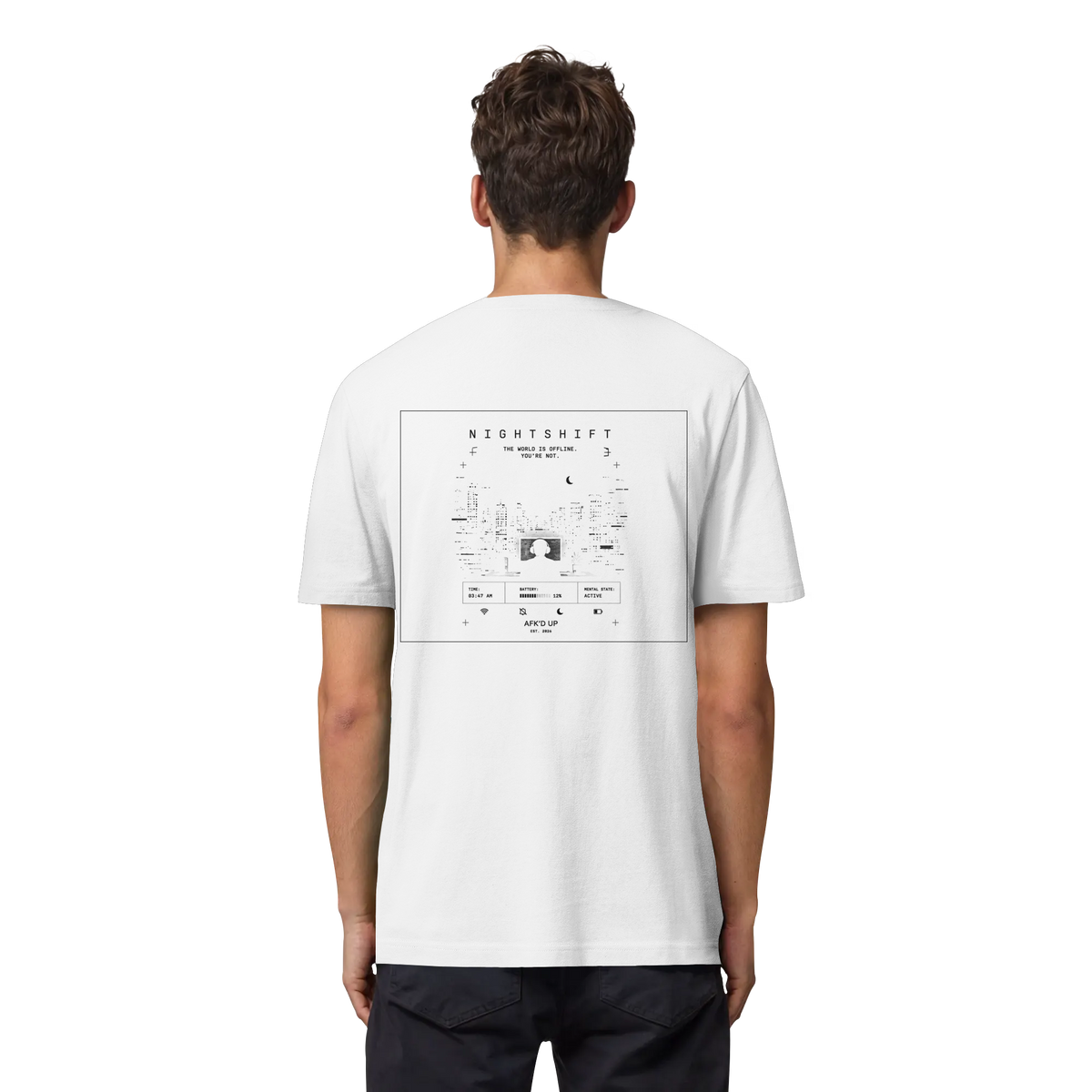 NIGHTSHIFT Shirt Weiß, Detailansicht Rücken