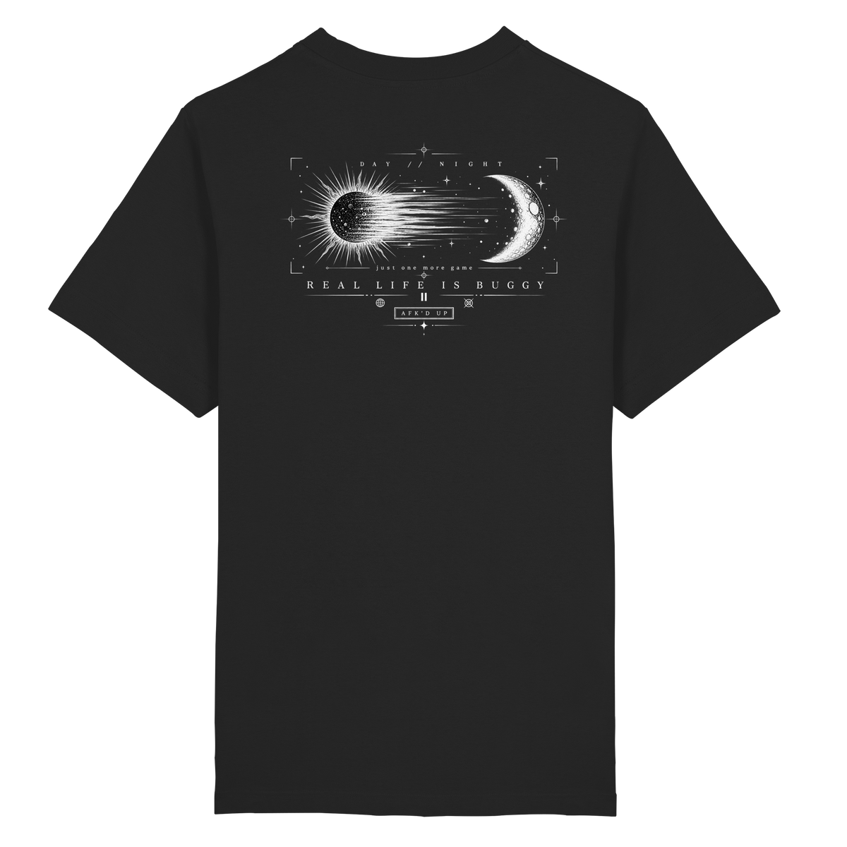 DAY // NIGHT Oversized Tee in Schwarz – Rückenprint mit Sonne und Mond