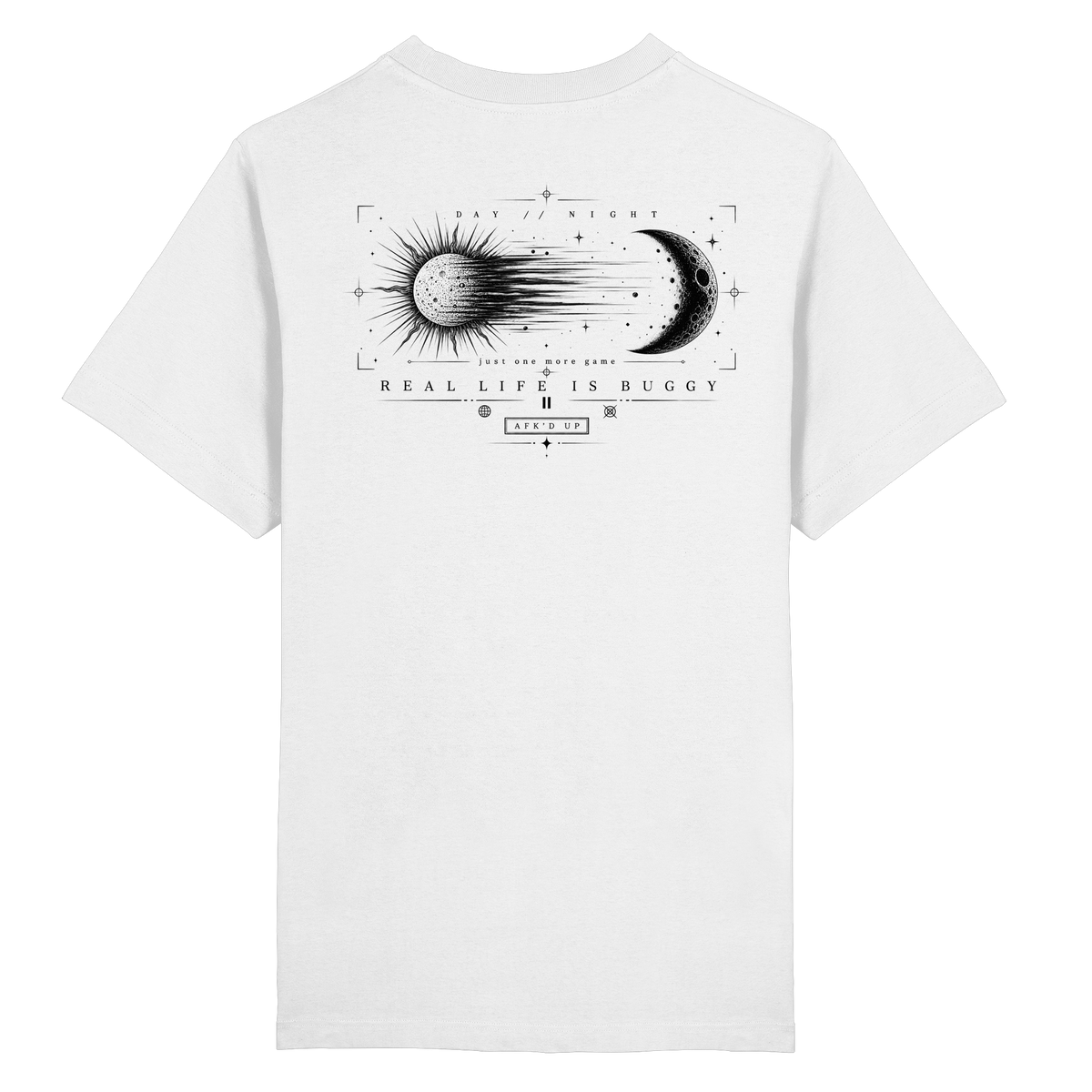 DAY // NIGHT Oversized Tee in Weiß – Rückenprint mit Sonne und Mond