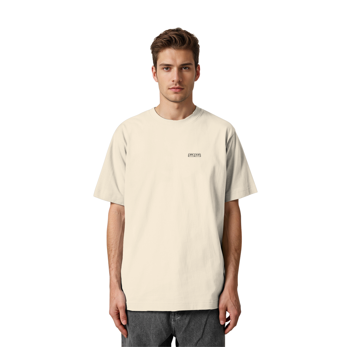 DAY // NIGHT Oversized Tee in Natural Raw – Front am Model